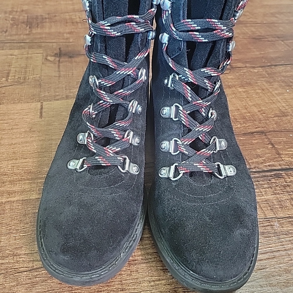 SAM EDELMAN Ankle Boots Womens 7 Black Suede Combat Lace Up New Without Box Wool